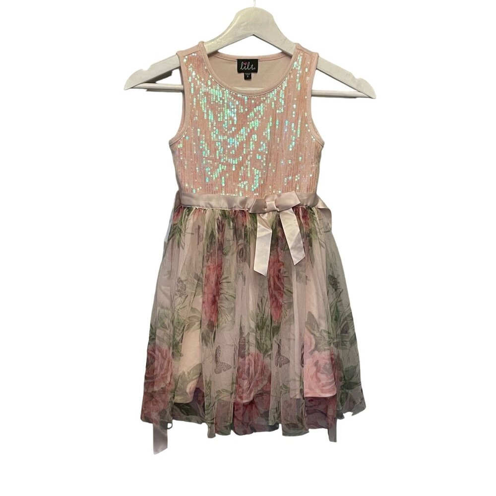 lilt Size 6 Girls Light Pink Floral Print Sleeveless Dress #N-5-18-10